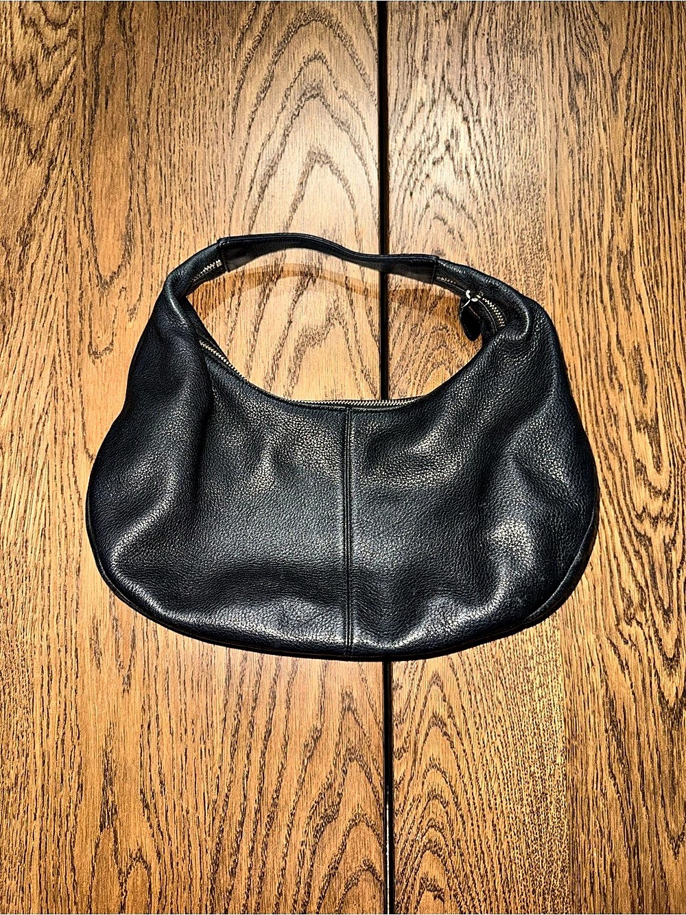 Y2K Vintage Genuine Black Leather Hobo Bag